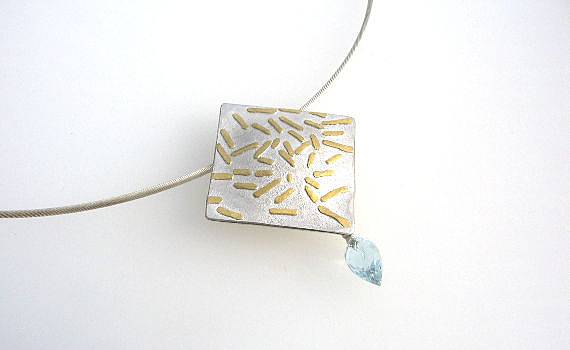 Necklaces and Pendants - Aquamarin, 925- Silber, 900- Gold